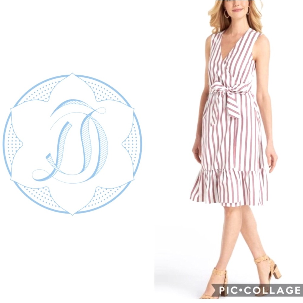 Draper James Stripe Faux Wrap Tank Dress, 4